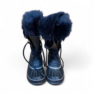 Sorel Women's Winter Boots - Black with Navy Blue faux fur